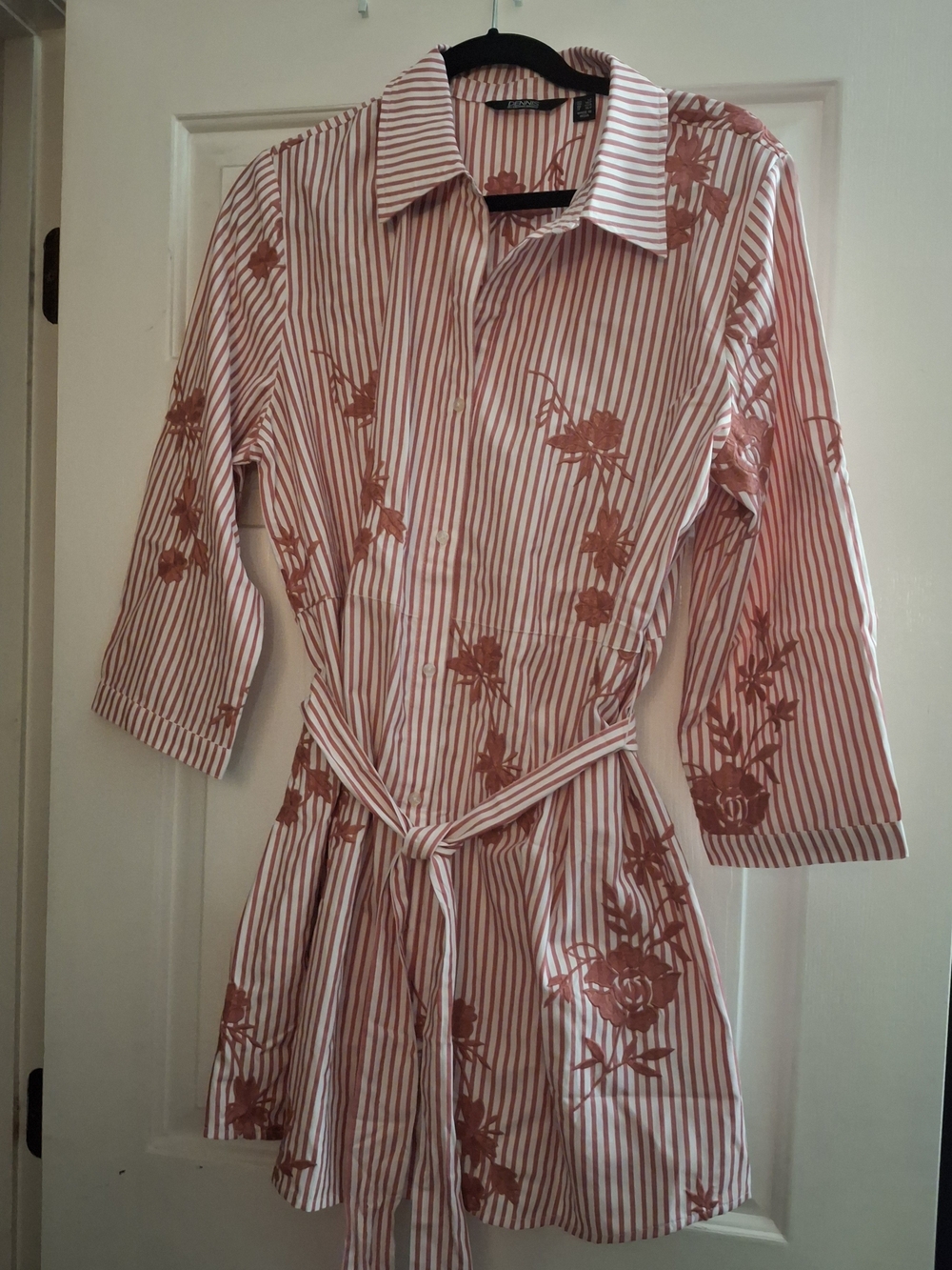 Dennis by Dennis Basso Striped Floral Shirt Dress
